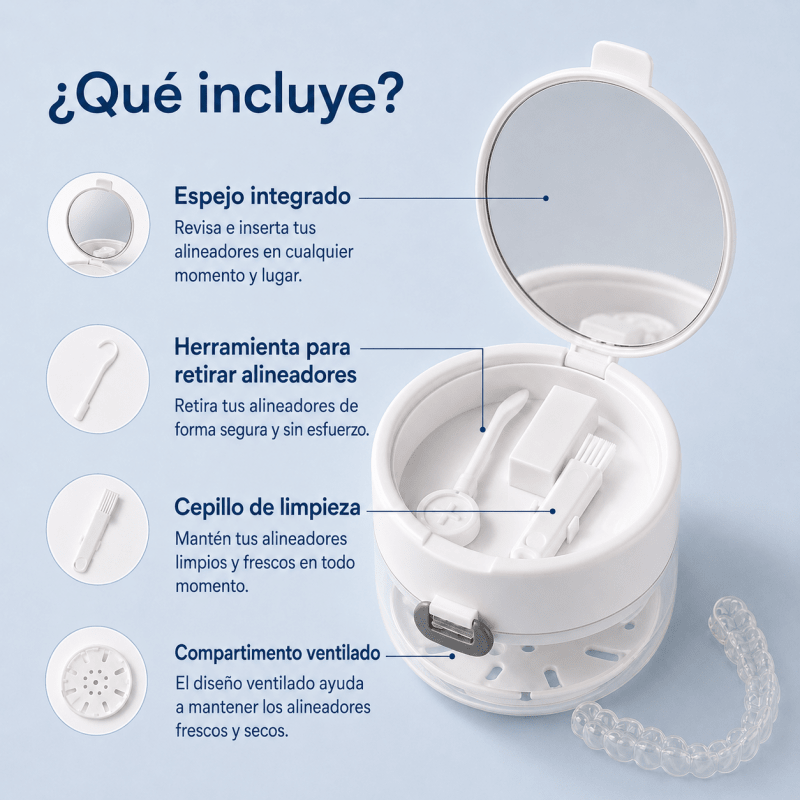 Estuche de Viaje para Dentadura Postiza — Organizador 3 en 1 con Cepillo Incluido - EstucheDental